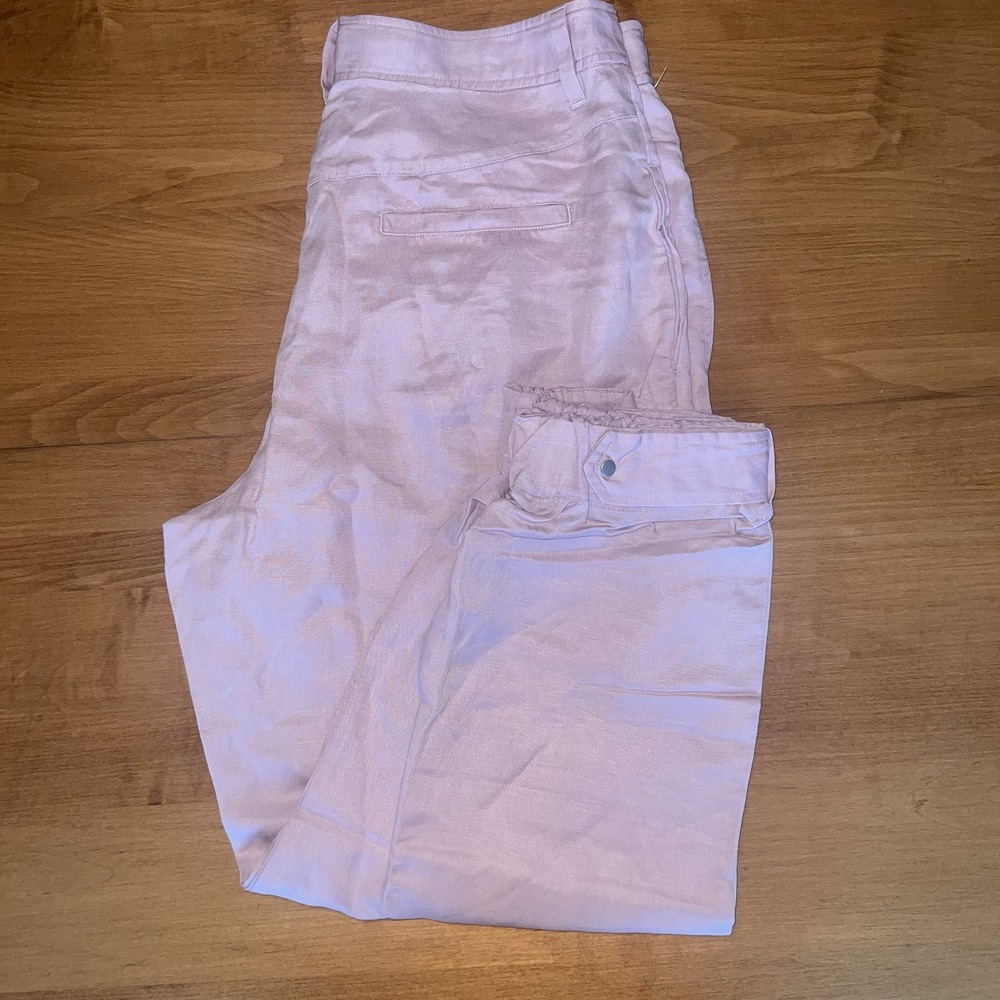 NWOT Anthropologie Cinched Hem Rose‎ Lilac Linen Blend Trousers size 14